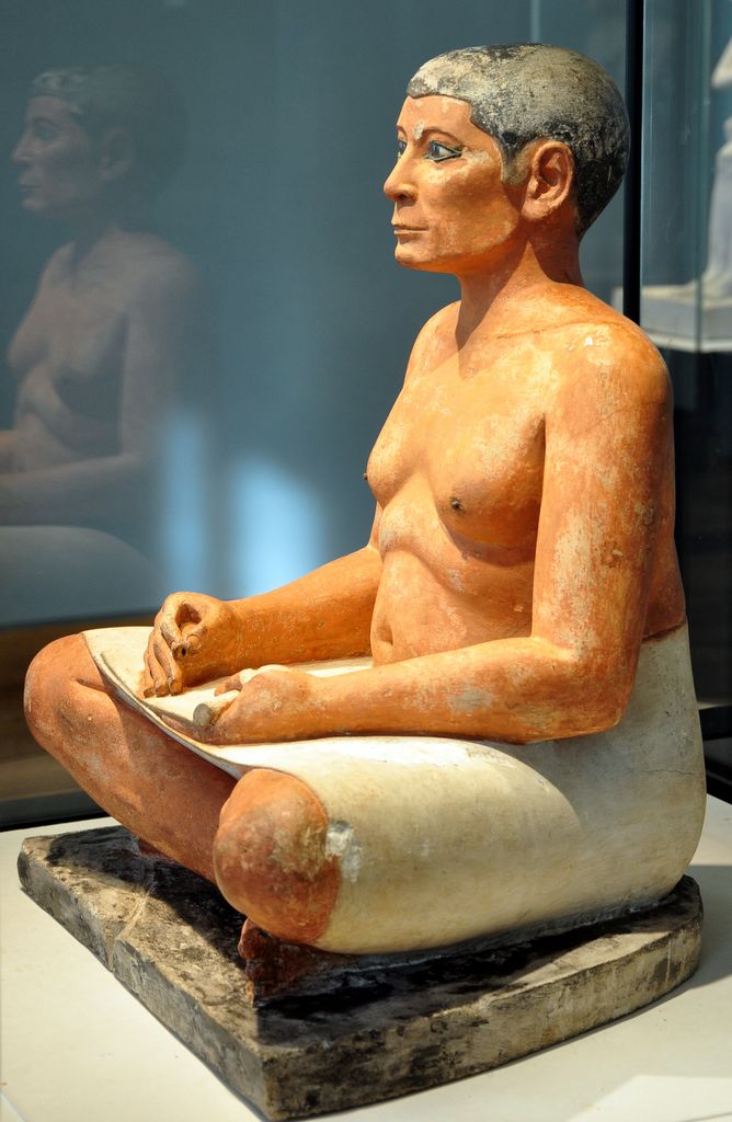 Egyptian statue of the Scribe (the 4th Dynasty, 2620–2500 BCE), Louvre Museum, Paris