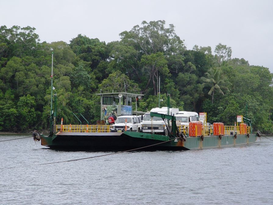 Floating bridge- Ferry across the Daintree River, Queenland, Australia